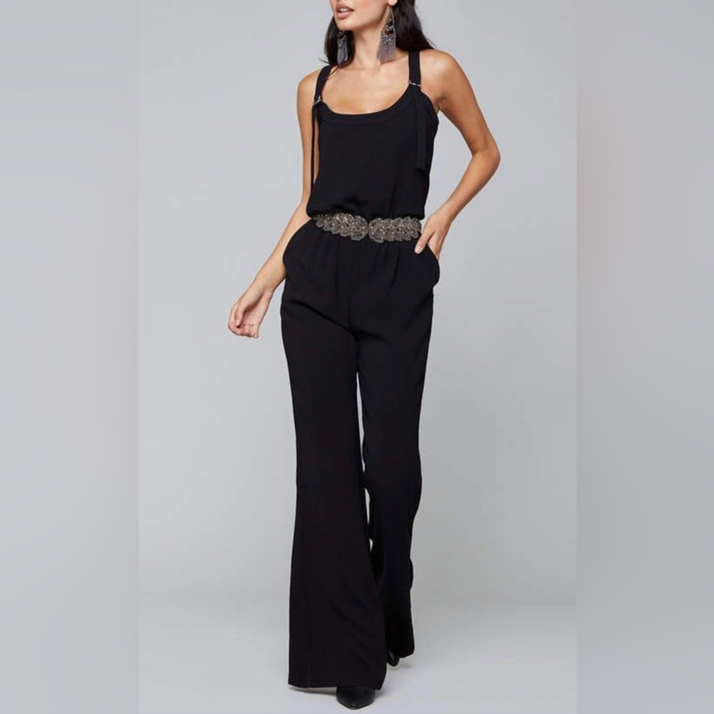 BEBE Crepe Slouchy Overalls Jumpsuit - Jet Black - Picture 3 of 9